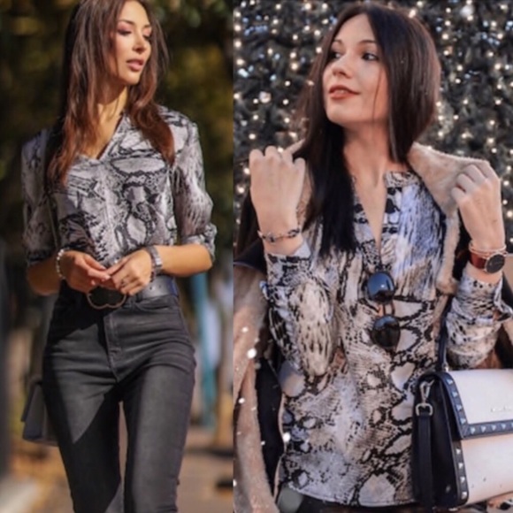 🔥🔥LAST 1⭐️💕V-neck Snake Skin Blouse! - Picture 5 of 5